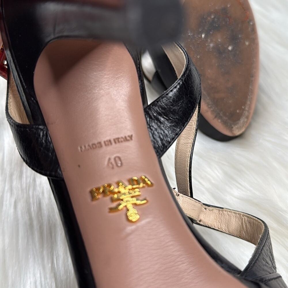 Prada Black Leather Strappy Platform Sandals - Picture 9 of 11